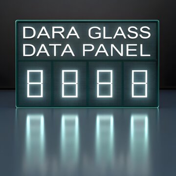 Dara glass data panel with digital display and reflection