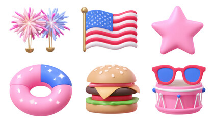 Colorful Celebration Icons for Independence Day and Festive Events