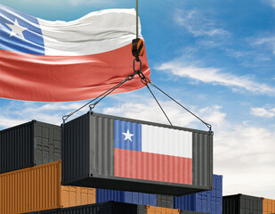 Chilean Cargo in Transit: A striking image showcases a container emblazoned with the Chilean flag.