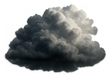 Dark storm cloud with ominous cumulonimbus formation creating dramatic weather, isolated on transparent background