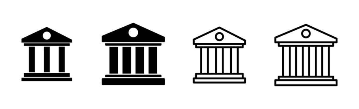 Bank icon set. bank vector icon, museum, university