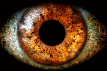 Human eye transforming into a bionic, cybernetic vision system