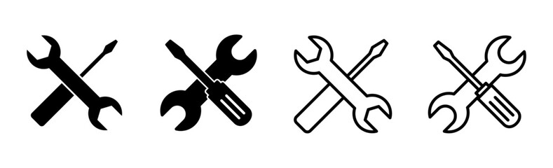 Repair tools icon set. tool icon vector. setting icon vector. Wrench and screwdriver. support, Service