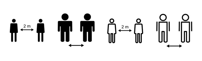 Social distance icon set. social distancing icon. self quarantine sign