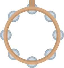 A simple illustration of a tambourine, showing the wooden frame and jingles.