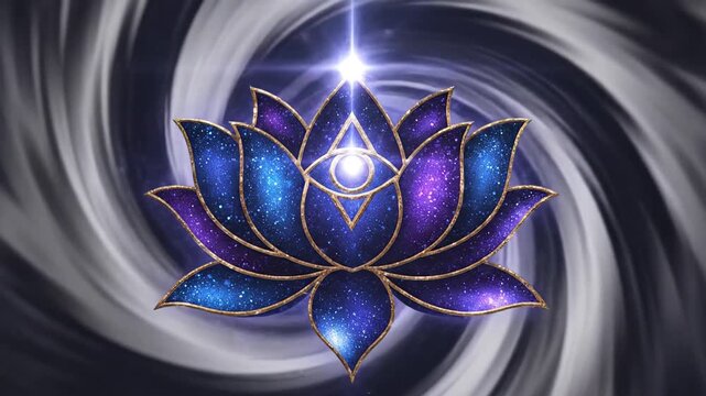 Mystical Lotus Flower with Cosmic Energy and Spiritual Awakening.