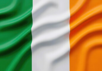 Obraz premium Waving irish flag with green white and orange stripes
