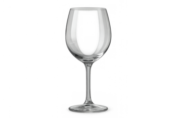 Empty transparent crystal wine glass for red or white wine, stemware for alcoholic beverage or drink, cutout element