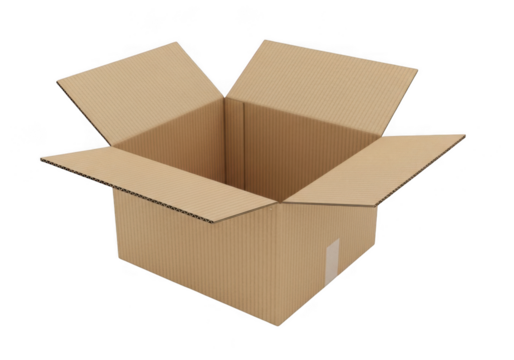 Cardboard box open isolated on transparent background