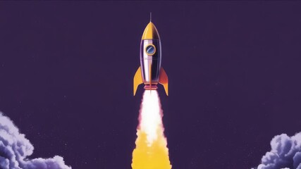 Blasting off to success with a dynamic rocket launch animation showcasing innovation and the future - Powered by Adobe