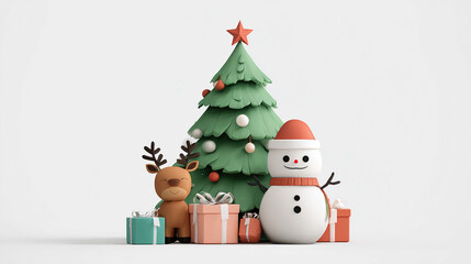 Cute Style 3D Christmas Scene