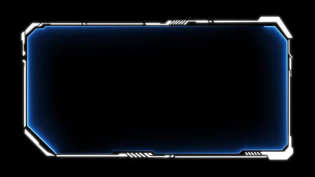 Universal technology line and frame video overlay futuristic HUD head up display interface template with basic geometry line element. Technology hologram frame border and viewfinder element Graphics