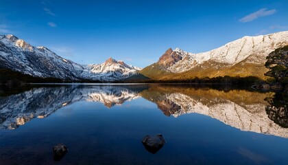 Snowy Mountains Reflecting On A Calm Lake