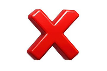 Fototapeta premium Red cross mark indicating wrong answer or rejection, showing failure, error, and denial with transparent background