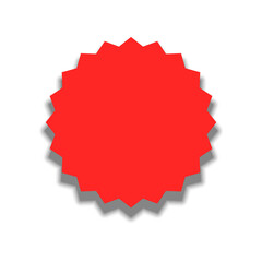 Vibrant Red Starburst Badge or Label Design Element