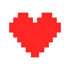 pixel heart with red arrow on white