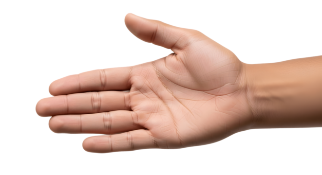 A close-up shot of a hand with open palm. 