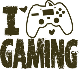 I Love Gaming Joystick Retro Style Gamer Humor Shirt Design for Esport Players