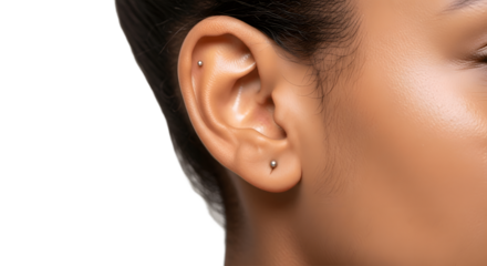 A close-up shot of a person's ear. 