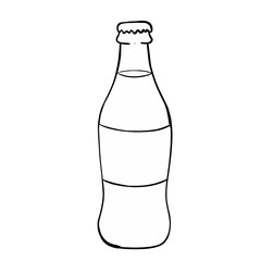 Line art bottle isolated on white