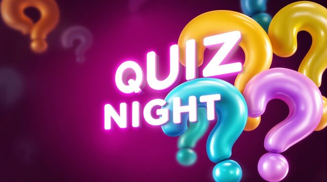 Colorful Quiz Night Question Marks Fun Trivia Game Challenge Graphic