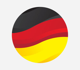 Illustration of the German national flag in black, red and yellow in a round frame