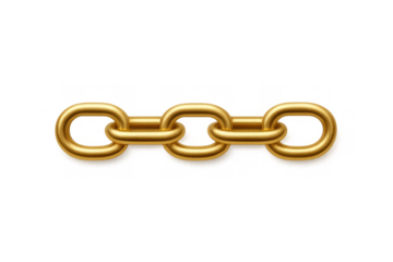 Gold chain symbolizing connection, strength, security, and links between people or ideas on transparent background