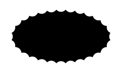 Wavy oval shape. Basic geometric form with curvy borders. Blank textbox, tag or label isolated on white background. Vector graphic illustration.