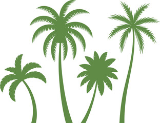 Obraz premium Green Palm Tree Silhouettes on White Background nature tropical