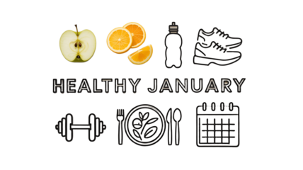 Healthy January - A visual guide to wellness, showcasing fitness and nutritional elements.