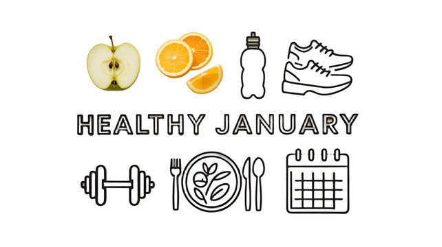 Healthy January - A visual guide to wellness, showcasing fitness and nutritional elements.