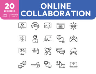 Online Collaboration Icons Communication Networking and Productivity Symbols