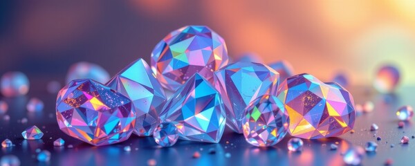 Vibrant Iridescent Gemstones with Sparkling Particles