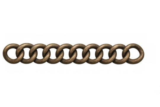 Rusty metal chain creating connection, strength, and security, a symbol of industrial power and bondage on transparent background - Powered by Adobe