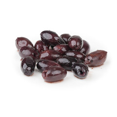 Fresh Kalamata Olives Isolated on White Background, High-Resolution Food Photography