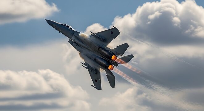 F-15 Eagle Soaring Through the Sky with Afterburners Engaged.