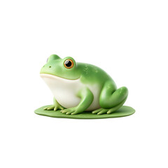Obraz premium A cute green frog sitting on a lily pad, showcasing its vibrant colors and features.