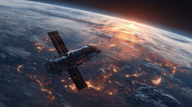 A spacecraft orbiting a glowing, radiant planet. Futuristic sci-fi scene with luminous atmosphere, cosmic reflections, and dynamic space perspective conveying exploration and wonder. - Powered by Adobe