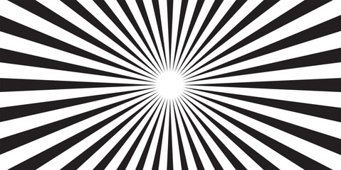 Black and white burst rays abstract background