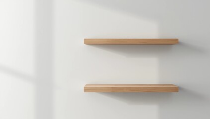 Blank shelf on a plain wall ready for your product