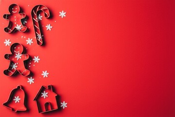 Christmas Cookie Cutters Red Background