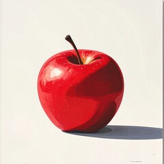 poster design, a single red apple on a white background, clean 