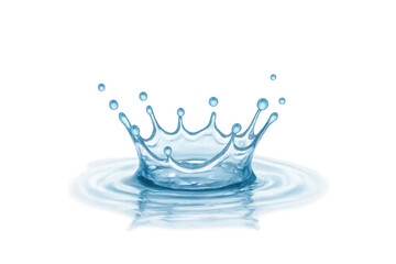 Water crown splash creating ripples and drops, transparent liquid element for hydration and purity concepts