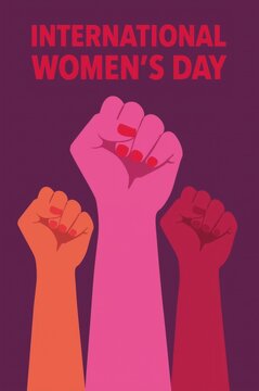 International womens day with raised fists symbolizing strength and empowerment