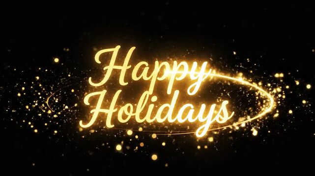 Shimmering Celebration: Animated 'Happy Holidays' Title Sequence with Golden Particles