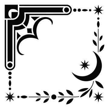 Celestial Corner Ornament With Moon And Stars Black