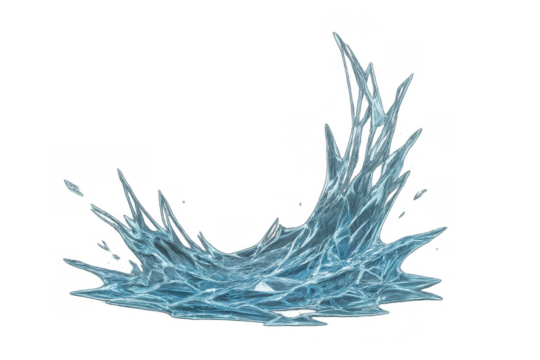 Ice splash on transparent background creating frozen spiky water elements, winter cold abstract design concept - Powered by Adobe