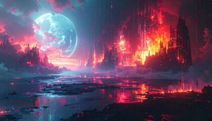 millennium bug inspired digital glitch art with corrupted data visualization patt 