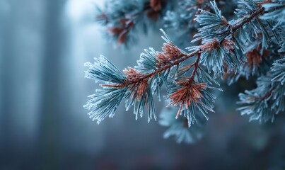 A branch of a tree covered in frost and snow