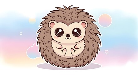 Cute hedgehog illustration with soft colors